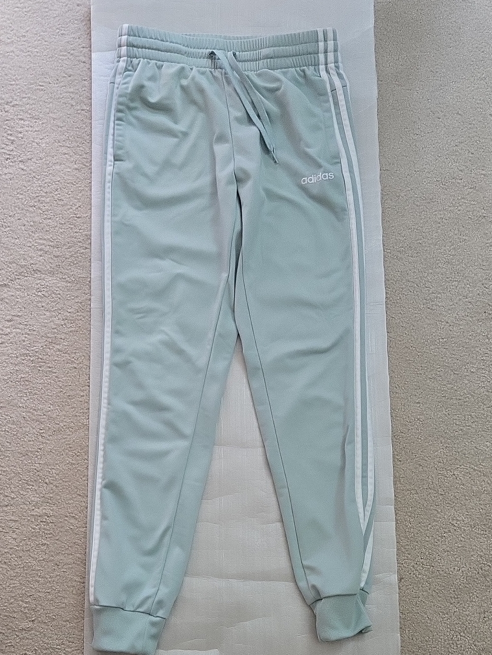 adidas Kids Light Mint Green Track Pants with White Stripes